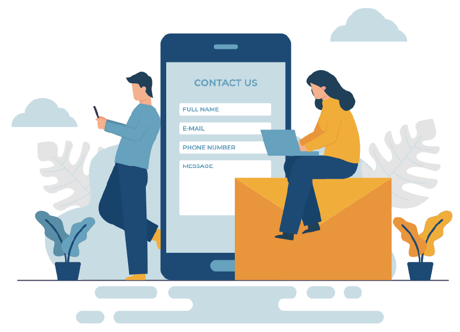 Infographic depicting a mobile device with people adding contact information to find a job in Bozeman Montana